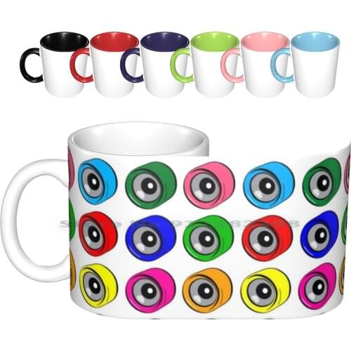 Roller Skate Wheel Pattern Ceramic Mugs Coffee Cups Milk Tea Mug Roller Derby Roll Skate Team Sport Sports Ring Rink Wheel