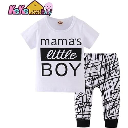 Baby Boy Clothes Newborn Infant Outfits Set Tops Pants 2pcs Toddler Boys Clothing Sets Mamas Little Boy Short Sleeve Summer