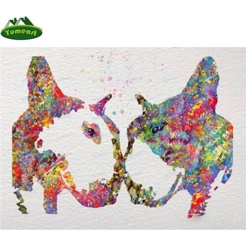Colorful Drawing Diamond Painting Cross Stitch English Bull Terrier DIY Square Crystal Diamond Embroidery Mosaic Wall Stickers