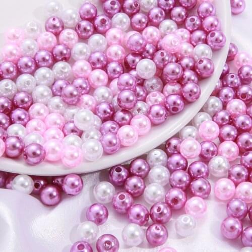 100Pcs 8mm Mix 3-Color Round ABS Pearl Imitation Beads Loose Spacer Beads For DIY Jewelry Findings Necklace Making Accessories