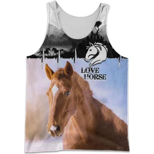 Summer Men vest 3D t shirt Love Horse Printed Harajuku Sleeveless T-shirt Unisex Casual Tank tops Wholesale and Drop shipping