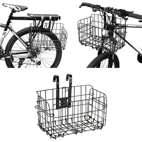 Metal Bicycle Basket Front Rear Steel Wire Storage Carrier Bike Shopping Pannier