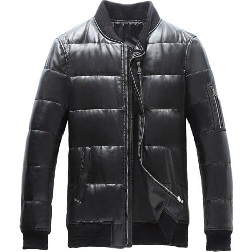 Genuine Leather Winter Down Jacket Sheepskin Coat for Men Chaqueta Cuero Hombre HQ18-YXG8170B KJ1107