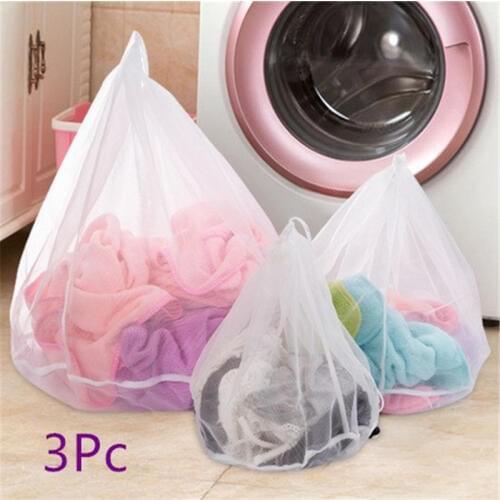 Nylon Thickened Drawstring Bag 3pcs/lot Clothes Bra Aid Lingerie Mesh Environmental protection Net Wash Bag Basket 3 Sizes