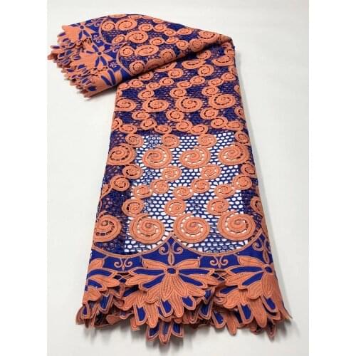 New Hollow Out High Quality African Lace Fabric With Stones Colorful Water Soluble Guipure Cord Laces For Wedding Party Sewing