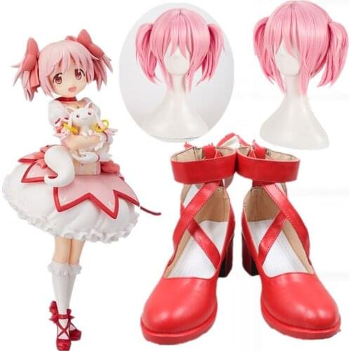 Puella Magi Madoka Magica Cosplay Shoes Japanese Style Anime Lolita Shoes High Heels for Women w/Bowknot Carnival Accessories