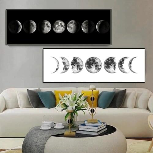 Moon Phase Nordic Canvas Posters and Prints Minimalist Luna Wall Art Abstract Painting Decoration Pictures Modern Home Decor