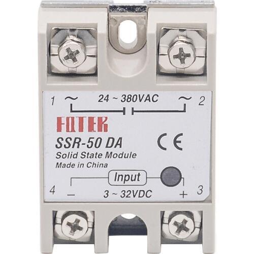 Industrial Solid State Relay SSR 50A with Protective Flag SSR-50DA 50A DC control AC