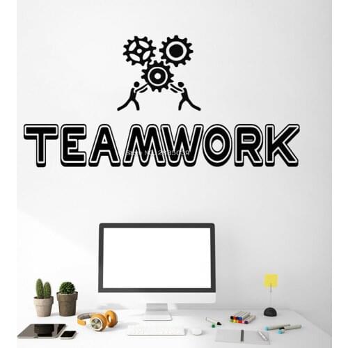 Teamwork Gearwheel Office Wall Art Decal Business Success Work Idea Inspiration Quote Interior Decor Vinyl Stickers Mural LC1176