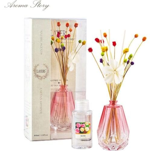 60ml Sola Flower Rattan Sticks Diffuser 12 Scents Rose/Jasmine/Lavender/Lily/Osmanthus/Magnolia/Ocean/Musk/Violet/Bamboo/Sakura