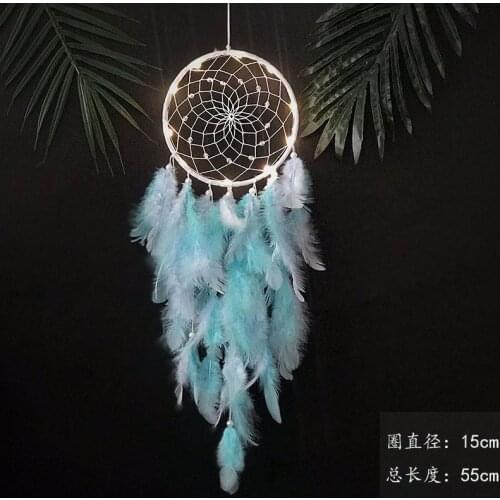 Girl Heart Dream Catcher wall hanging ornaments room decoration national Feathers Wrapped Lights home decoration birthday gifts