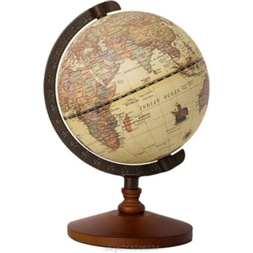Vintage Wooden Globe Home Decoration School Education Supplies For Student Classroom M10 21 Dropship