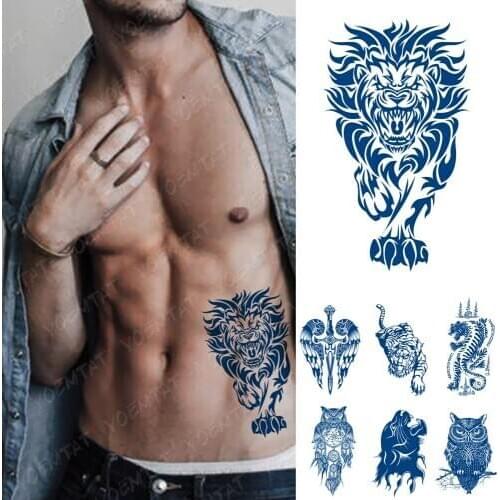 Juice Lasting Ink Tattoos Body Art Waterproof Temporary Tattoo Sticker Lion Dragon Totem Tatoo Arm Fake Tiger Sword Wing Tatto