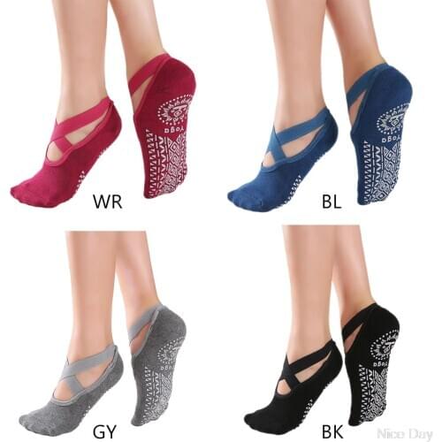 Women Yoga Socks Silicone Pilates Barre Socks Fitness Sport Sock Sports Dance Slippers With Grips For Women Girls My14 20