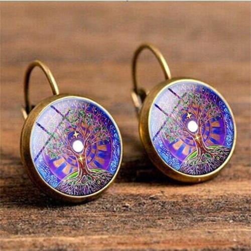 Boho Fashion Jewelry Elegant Stud Earrings For Women Vintage Glass Cabochon Mandragora Earrings Brinco