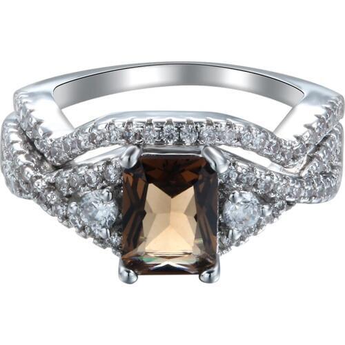 New Fashion Jewelry Rings Women Creative Luxury Champagne Silver Color Wedding Ring 2 piece Ring Set With Small Zircon Crystal