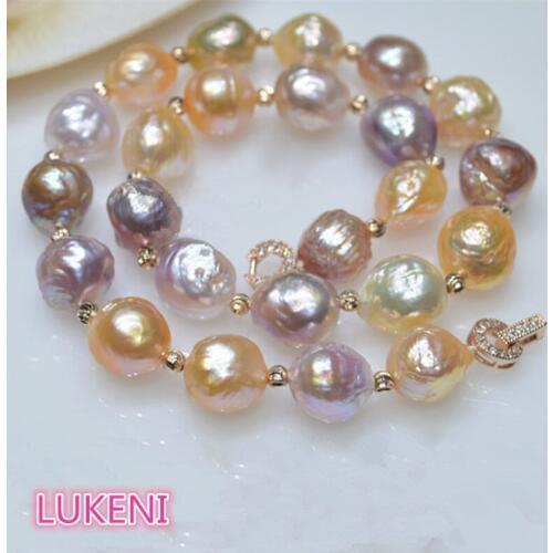 Luxury Brand name Really pure natural Metallic luster Big pearl 11-13mm Baroque Irregular Pearl Necklace for women Free shipping