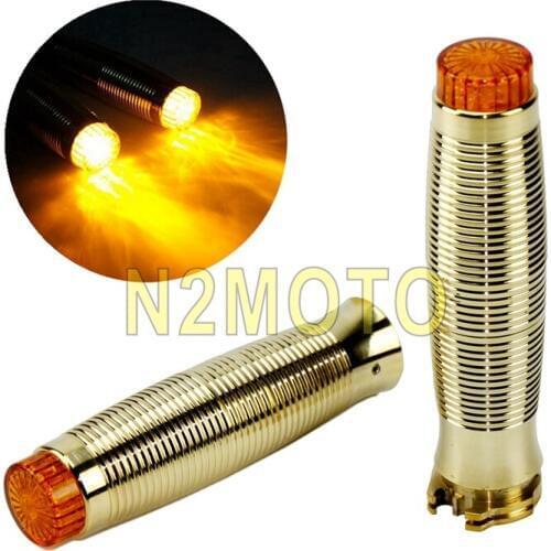 1 Pair Universal Solid Brass 1" Motorcycle Handlebar Emark LED Hand Grips For Harley Cafe Racer Chopper Scrambler Triumph