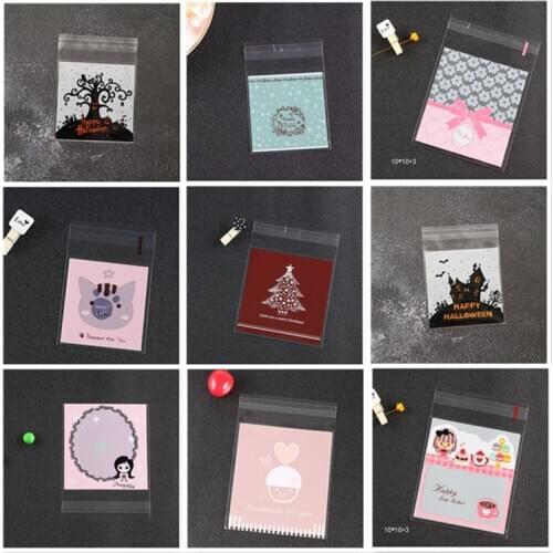 100 PCS/ 10x10cmOPP self-adhesive bag cartoon snowflake Christmas party wedding cookies holiday ziplock bag packaging supplies