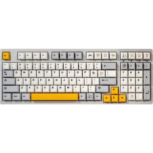 187 Keys Summer Retro Industry Keycap Dye-subbed PBT Cherry Profile Keycap for Mechanical Keyboards