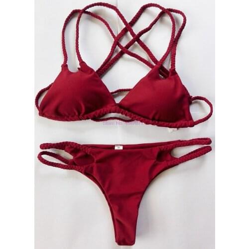 By dhl 200pcs hot Solid Color Bikini Swimwear Women Swimsuit Biquini Strappy Push Up Bikinis Set Bathing Suit Maillot