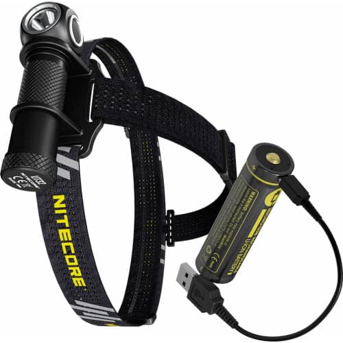 2021 NITECOR UT32 1100 Lm CREE XP-L2 V6 Cold + Warm CRI 2xLEDs Headlamp+ USB Port 18650 Rechargeable Battery+ USB Charging Cable