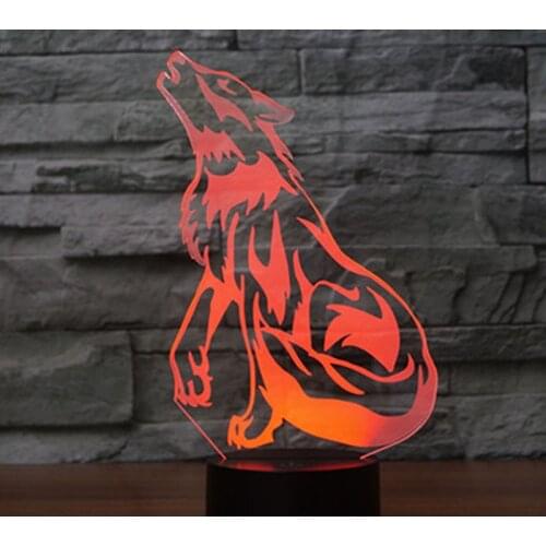 3D LED Night Light Wolf Howl with 7 Colors Light for Home Decoration Lamp Amazing Visualization Optical Illusion