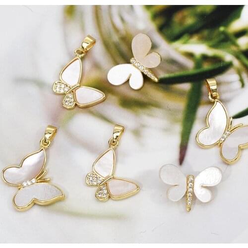 Copper 18K Gold Plated Sea Shell Butterfly Dragonfly Charms 4pcs/lot For DIY Fashion Jewelry Making Finding Accessories