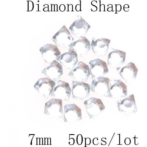 50pcs 7mm DIY Diamond Shape Crystal Flatback Rhinestone Wedding Dress Motif Rhinestone AppliqueTrim Hotfix Applicator Decoration