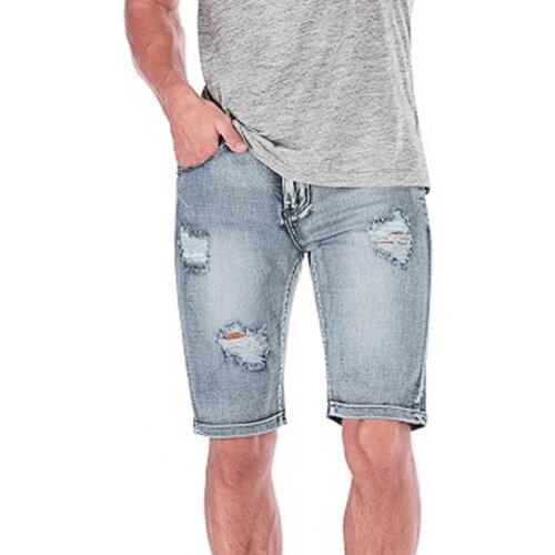 80% Dropshipping!!Mens ripped shorts multi-pocket comfortable mid-rise straight-leg jeans