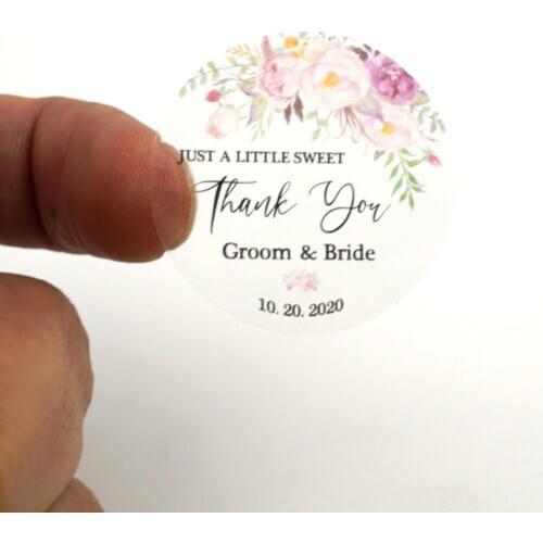 96Pcs 3/4/5/6cm Round Transparent Wedding Stickers Name Words Logo Brand Adhesive Label Add Your Names and Date Invitation Seals