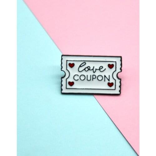 White Ticket Metal Enamel Brooch Fashion Cartoon Love Voucher Badge Pin Creative Trendy Jewelry Accessories Gift For Lover
