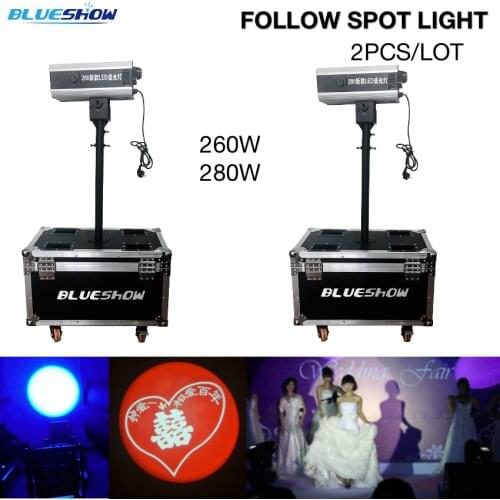 2pcs/flightcase, led 260w follow spot light stage decoration 280w following spot lights wedding decoration light