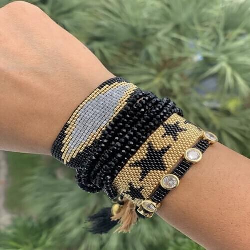 BLUESTAR Turkish Evil Eye Bracelet MIYUKI Bracelet For Women Jewelry Mexico Pulseras Star Crystal Handmade Armband