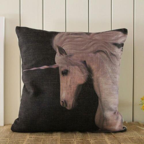 LINKWELL 18"x18" Black Unicorn with Horn Wild Animal Myth Thick Burlap Pillow Case Seat Sofa Seat Throw Cushion Cover Pillowcase