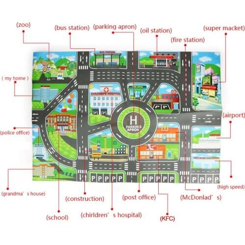 Children Toy Car City Parking Map English Version City Parking Map Baby Educational Climbing Mat Kids Carpet Playmat Rug