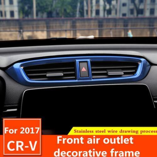 For Honda CRVCR-V 2017 2018 Car Stainless steel Front air outlet decorative frame ABS carbon fiber Center console sequin sticker