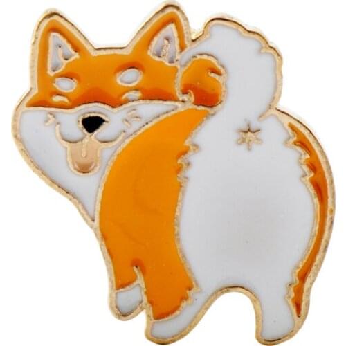 New Fashion Small Animal Enamel Pin Little Yellow Dog Buttocks брошь Lapel Backpack Badge Brooch for Gift