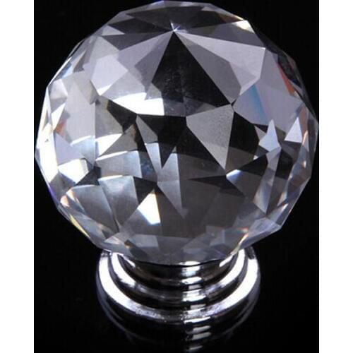 Crystal Kitchen Cabinet knobs Diamond head Drawer Knob shiny silver Dresser cupboard door pull Fashion furniture knobs chrome