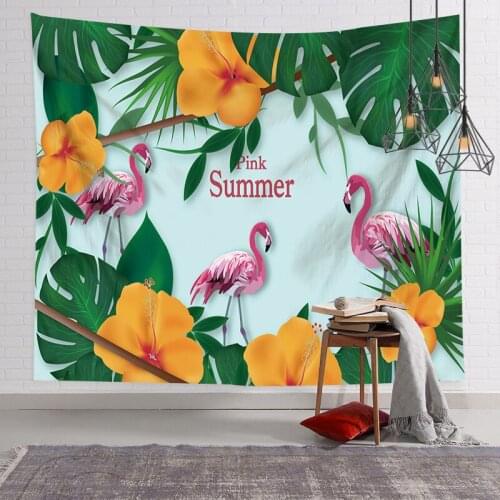 2021 Hawkalice Tropical Palm Leaves Tapestry Pink Flamingo Tapestry Wall Hanging Hippe For Dorm Bedding Home Decor 90x59 Inches