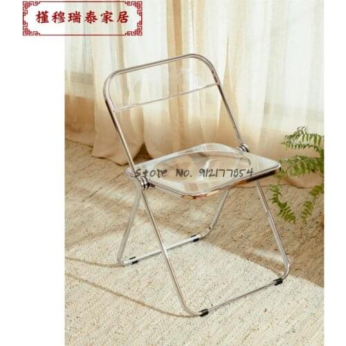 Womens clothing store transparent chair ins acrylic plastic backrest dining chair makeup chair folding net red photo stool