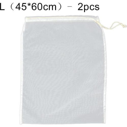 2Pcs Home Reusable Drawstring 200 Mesh Wine Milk Fruit Vegetable Juice Coffee Brew Filter Bag