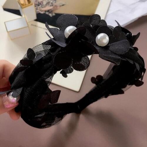 Fashion Luxuriou Lace flower Cloth Hair Hoop Headband Hairband for Women Girls Small fresh style Hair Band Hair Accessories