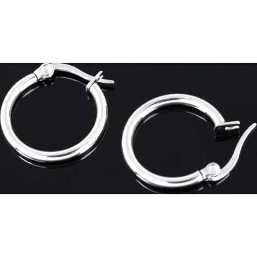 Wholesale\Retail! 19mm 3g New Hoop Silver color Stainless Steel Round Earring Stud For Women/Girl, Lowest Price Best Quality