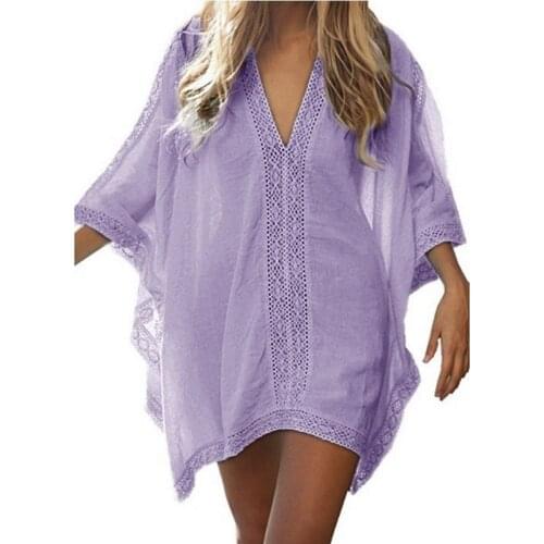 Sexy Women Loose Beach Dress Cover Up Sarong Swim Beach Bathing Suit Hollow Out Beach Dress Swimwear Casual Beachwear Bikini