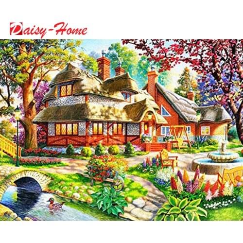 Full Square Round 5D DIY Diamond Painting Garden Scenery Diamond Embroidery House Cross Stitch Mosaic Craft Home Decor