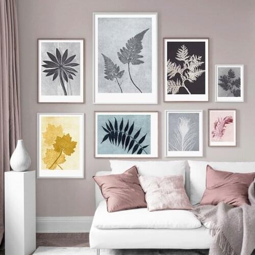 Nordic Poster Black White Leaves Canvas Painting Feather Wall Art Print Decorative Pictures for Living Room Modern Home Decor