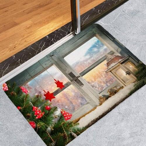 Christmas Mat Creative 3D Printing Hallway Carpets and Rugs for Bedroom Living Room Carpet Kitchen Bathroom Anti-Slip Floor Mats