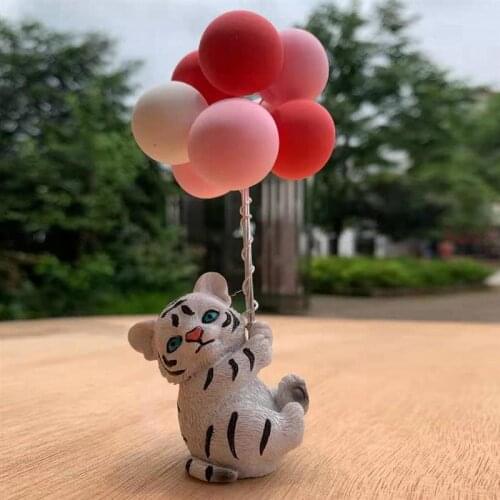 Funny Animal Hanging Ornaments With Colorful Balloon Car Rearview Mirror Pendant Gift For Kids Home Decor Handicraft Statues