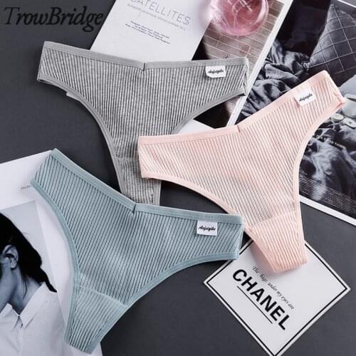 TrowBridge Striped Sports Womens Panties Breathable Cotton Underwear Girls Sexy G-String Comfort Tanga Cozy Lingerie Hot T-Back